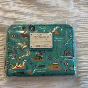 Disney Loungefly Teal Wallet pirate Mickey Mouse Minnie Daisy Pluto, goofy